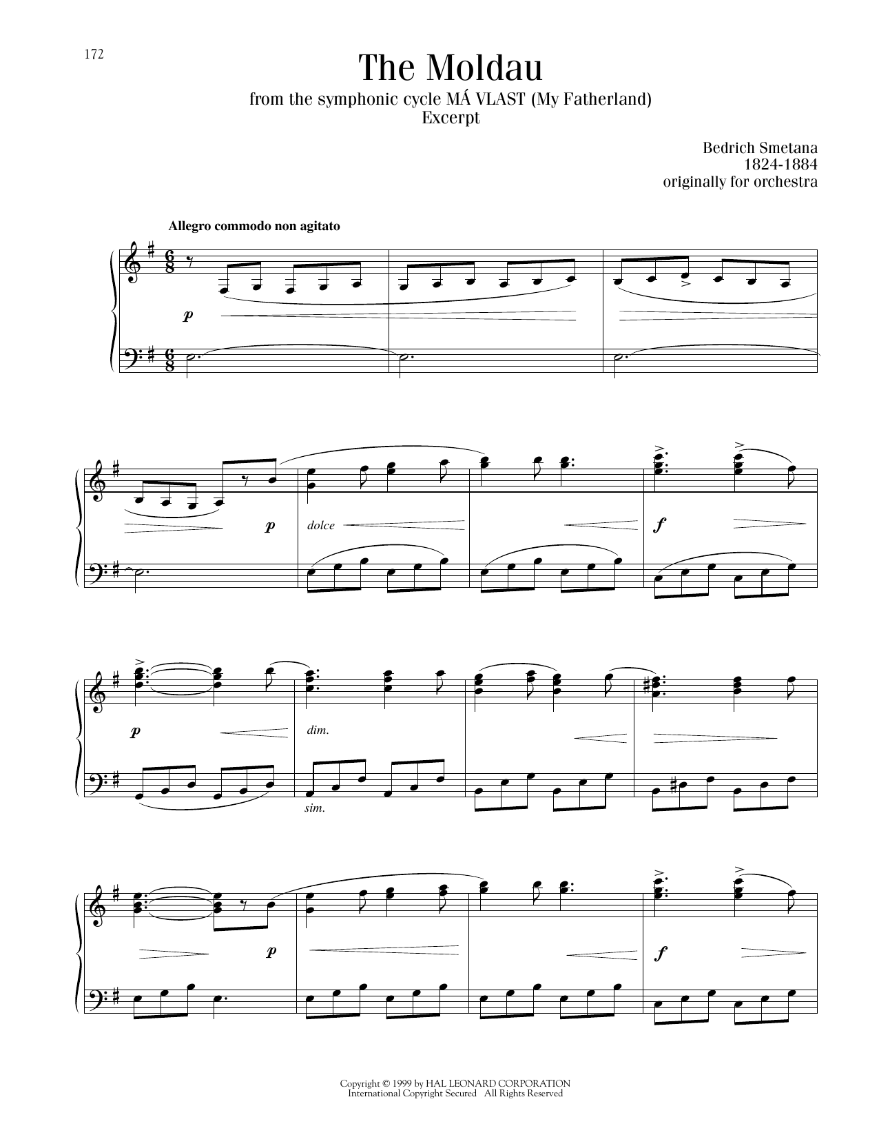 Bedrich Smetana The Moldau sheet music notes printable PDF score