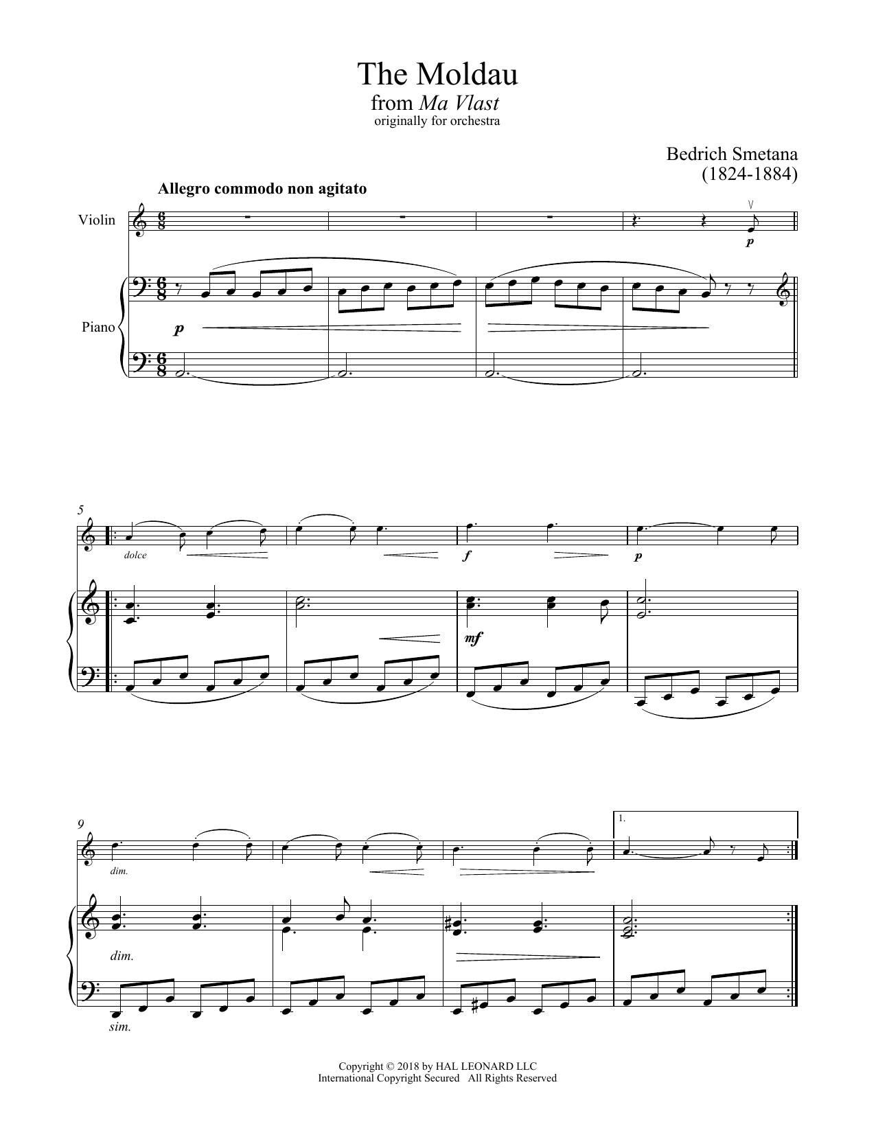 Download Bedrich Smetana The Moldau Sheet Music