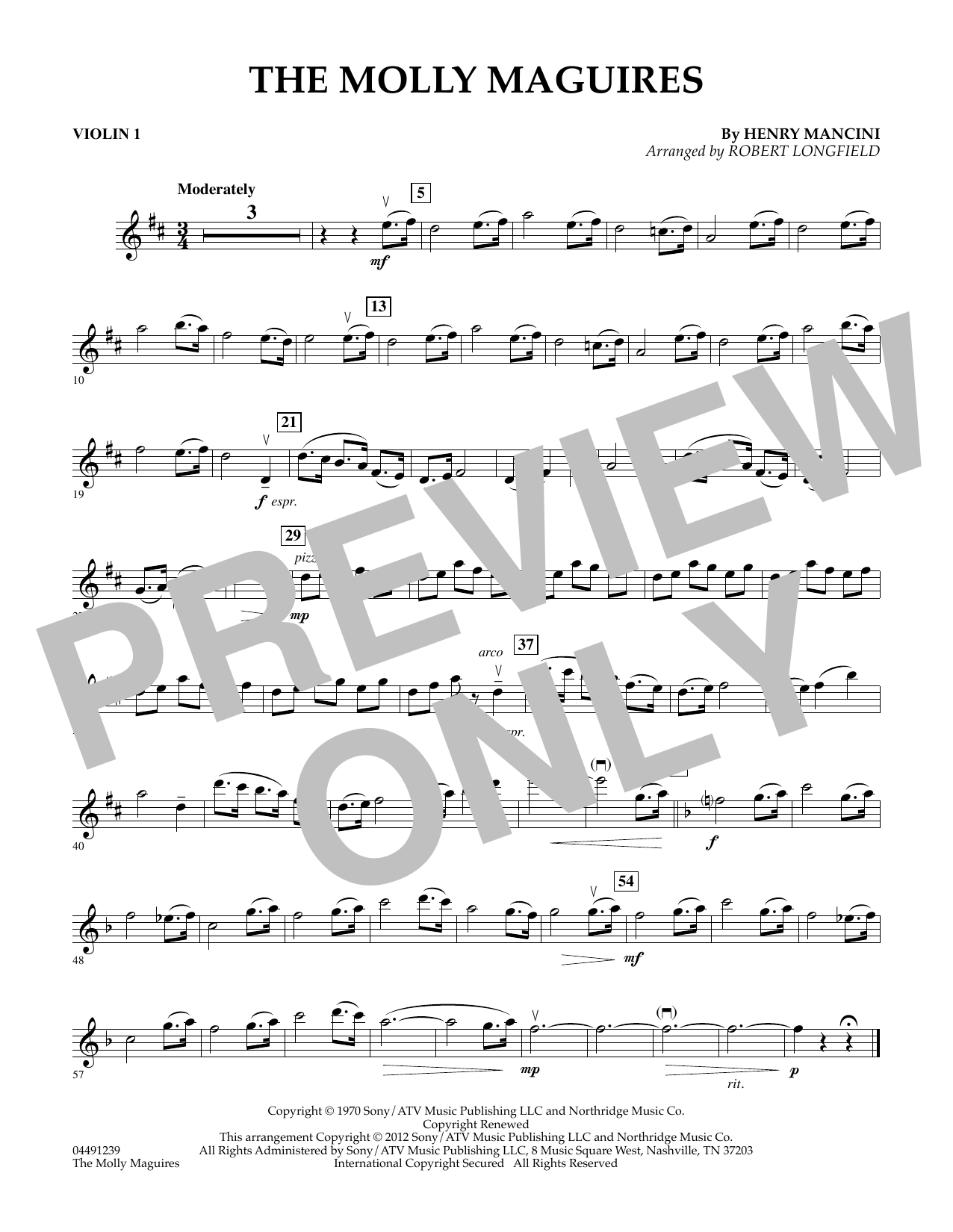 Download Robert Longfield The Molly Maguires - Violin 1 Sheet Music