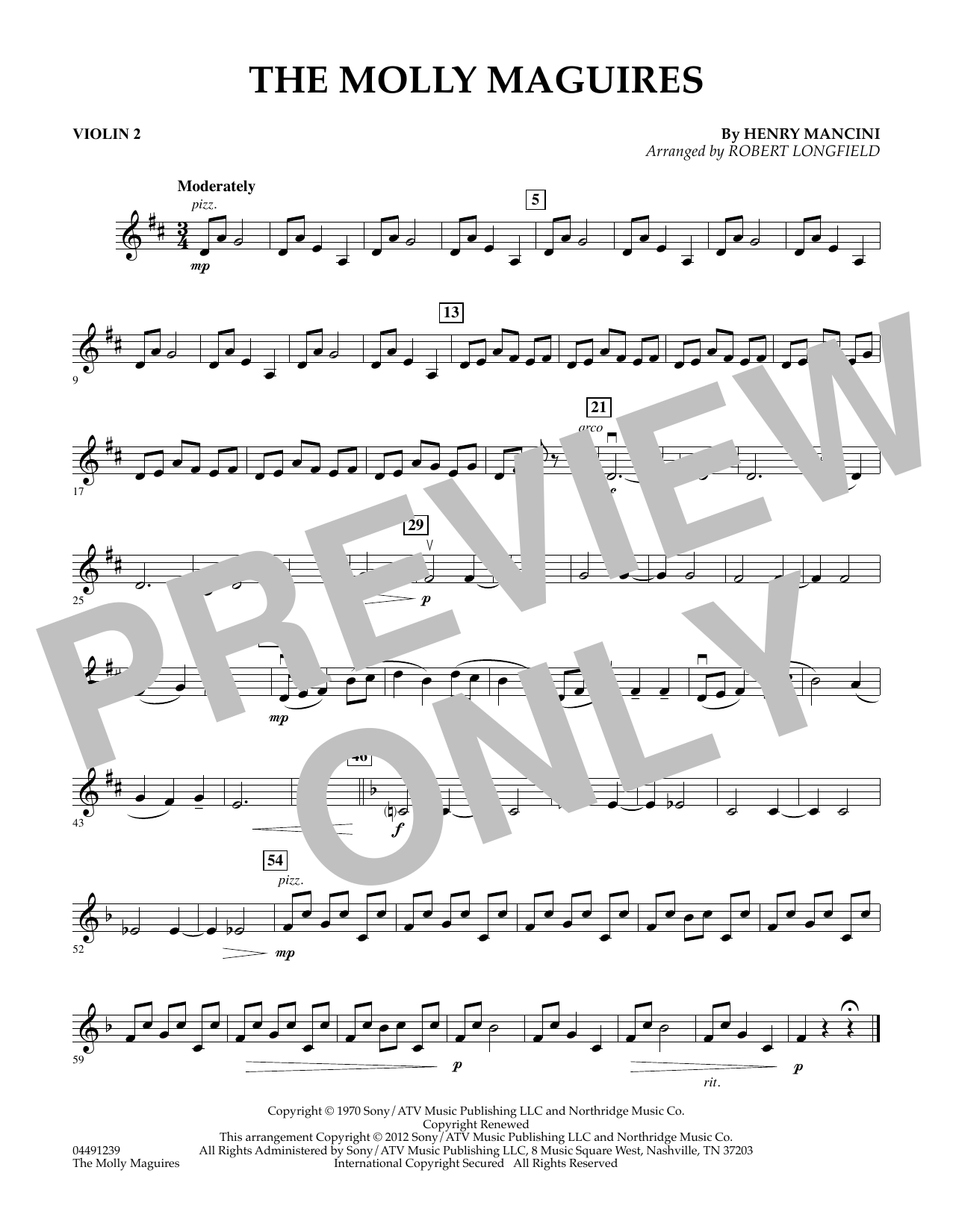 Download Robert Longfield The Molly Maguires - Violin 2 Sheet Music