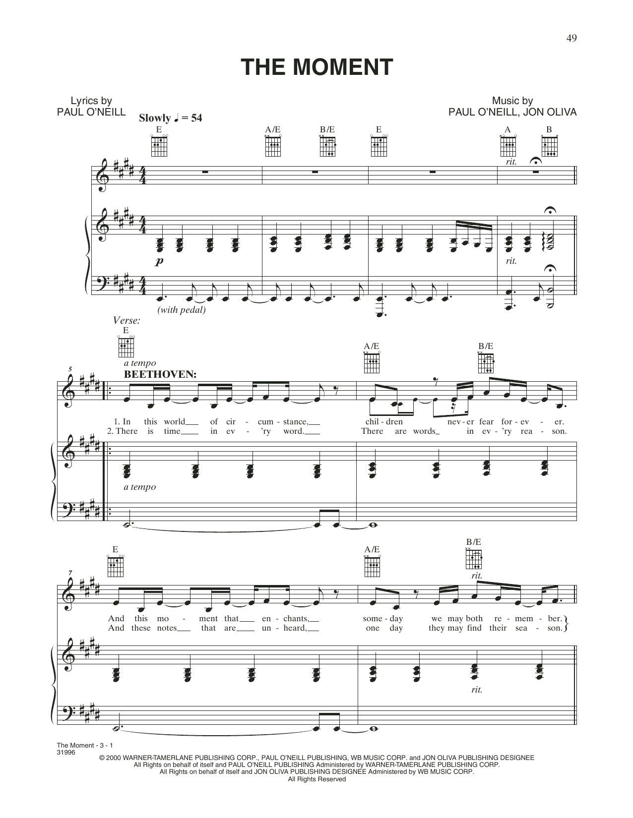 Download Trans-Siberian Orchestra The Moment Sheet Music