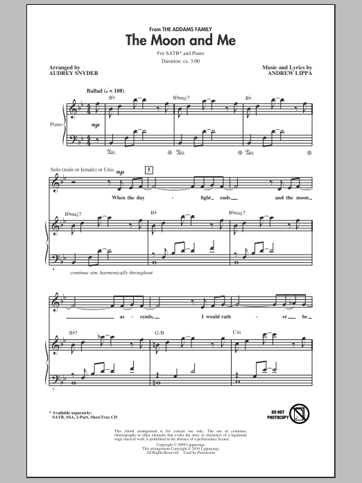 Download Audrey Snyder The Moon And Me Sheet Music