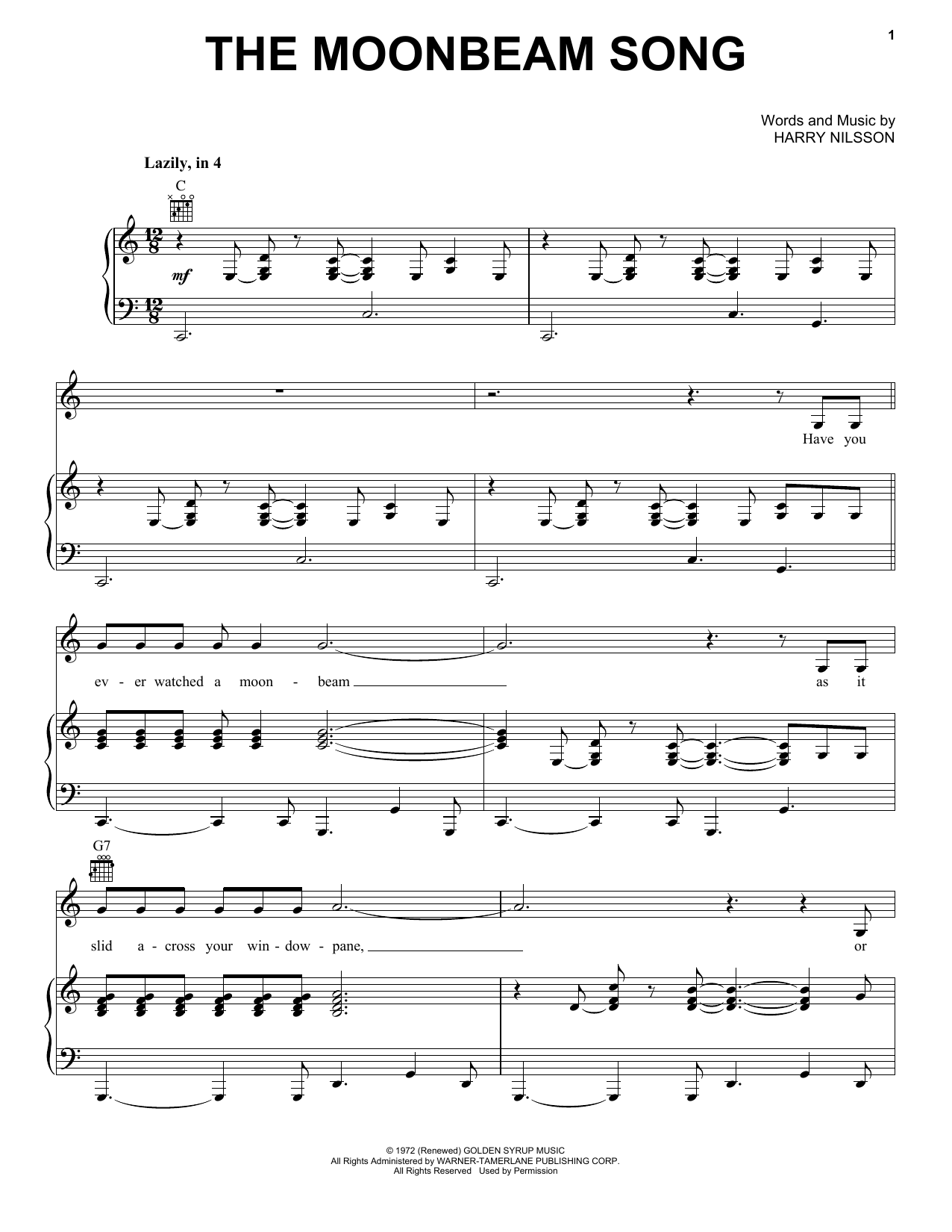 Download Harry Nilsson The Moonbeam Song Sheet Music