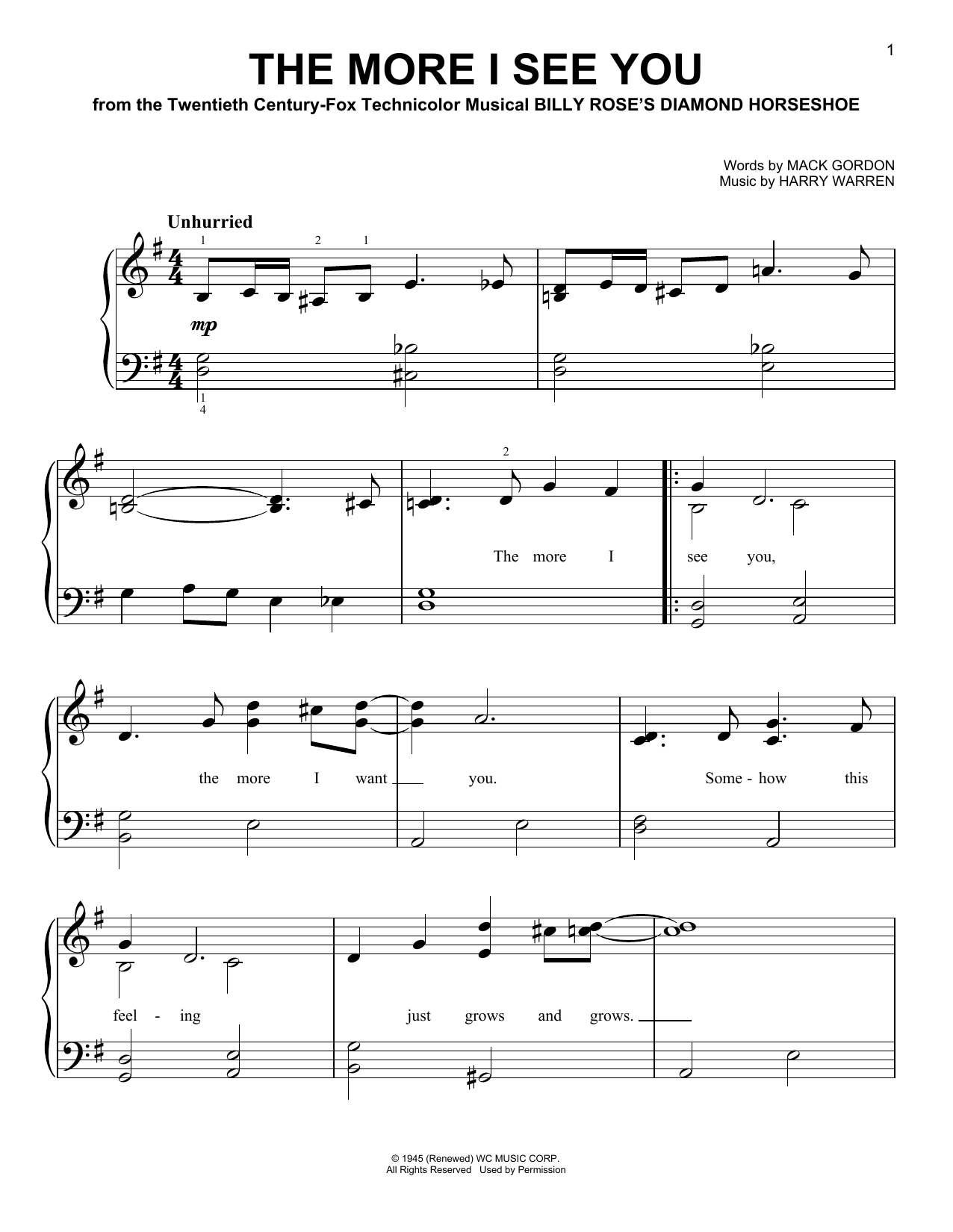 Download Harry Warren The More I See You Sheet Music
