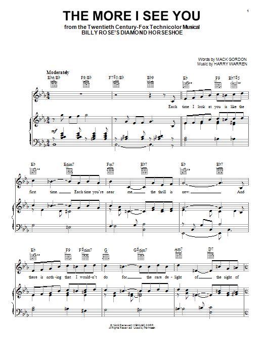 Download Mack Gordon The More I See You Sheet Music