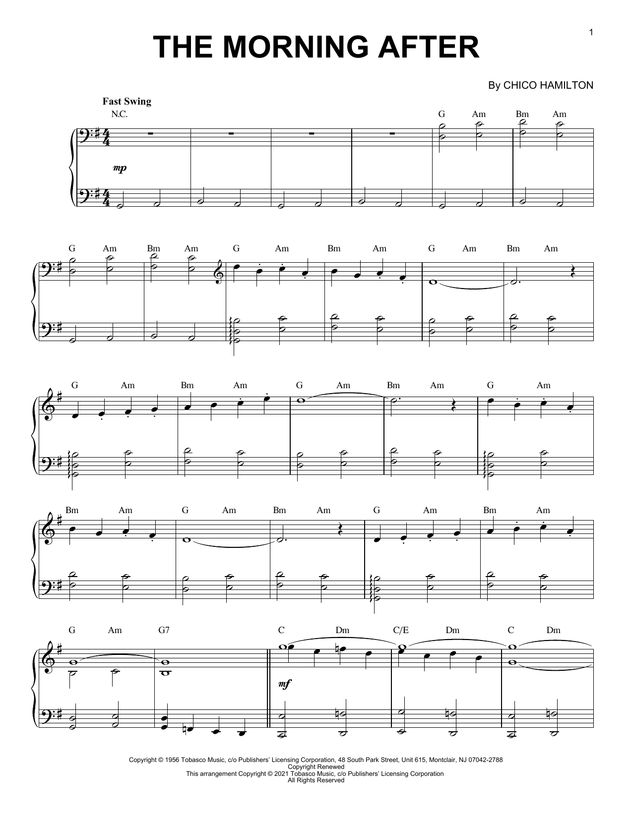 Download Chico Hamilton The Morning After [Jazz version] (arr. Sheet Music