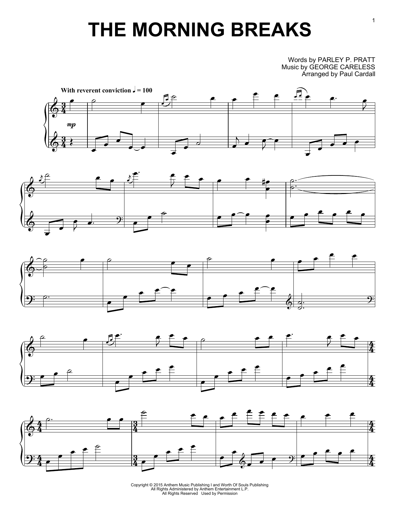 Download Paul Cardall The Morning Breaks Sheet Music