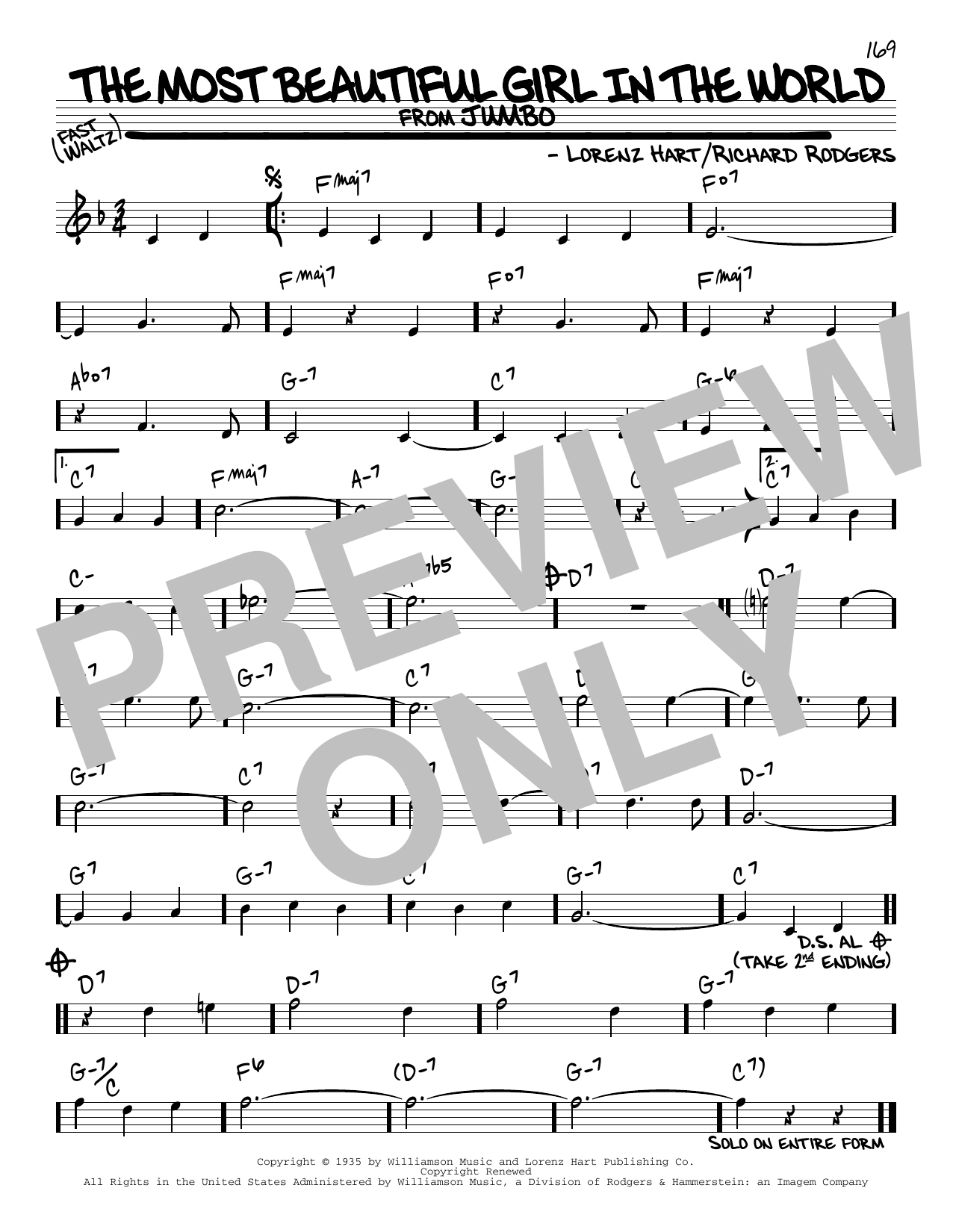 Download Rodgers & Hart The Most Beautiful Girl In The World Sheet Music