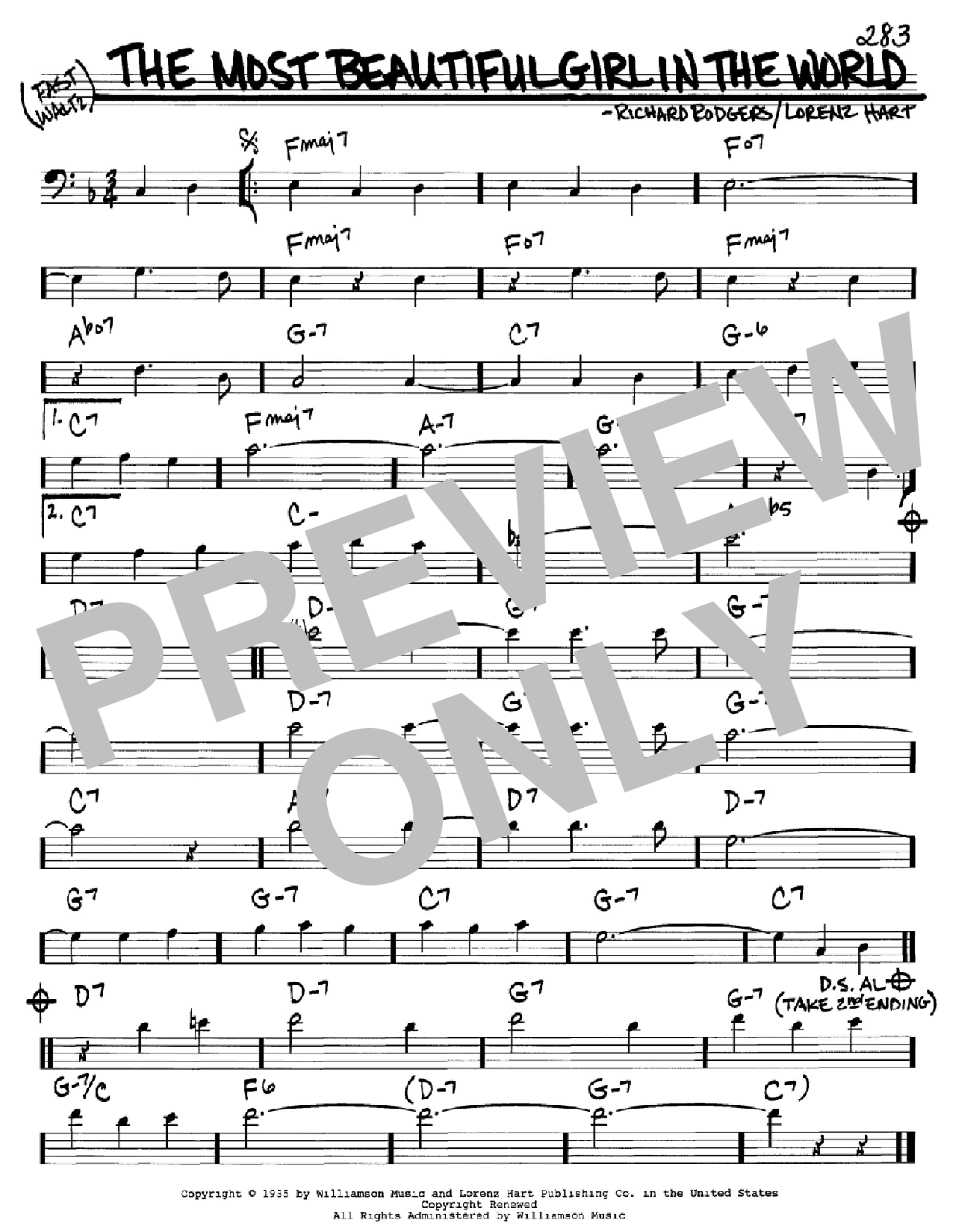 Download Rodgers & Hart The Most Beautiful Girl In The World Sheet Music