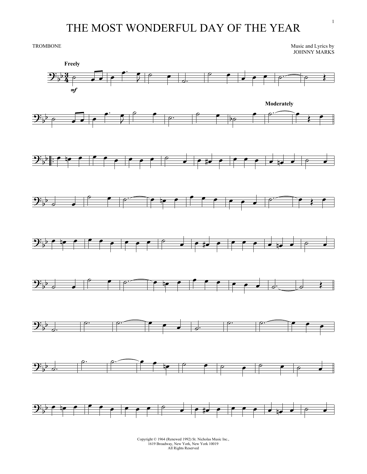 Download Johnny Marks The Most Wonderful Day Of The Year Sheet Music