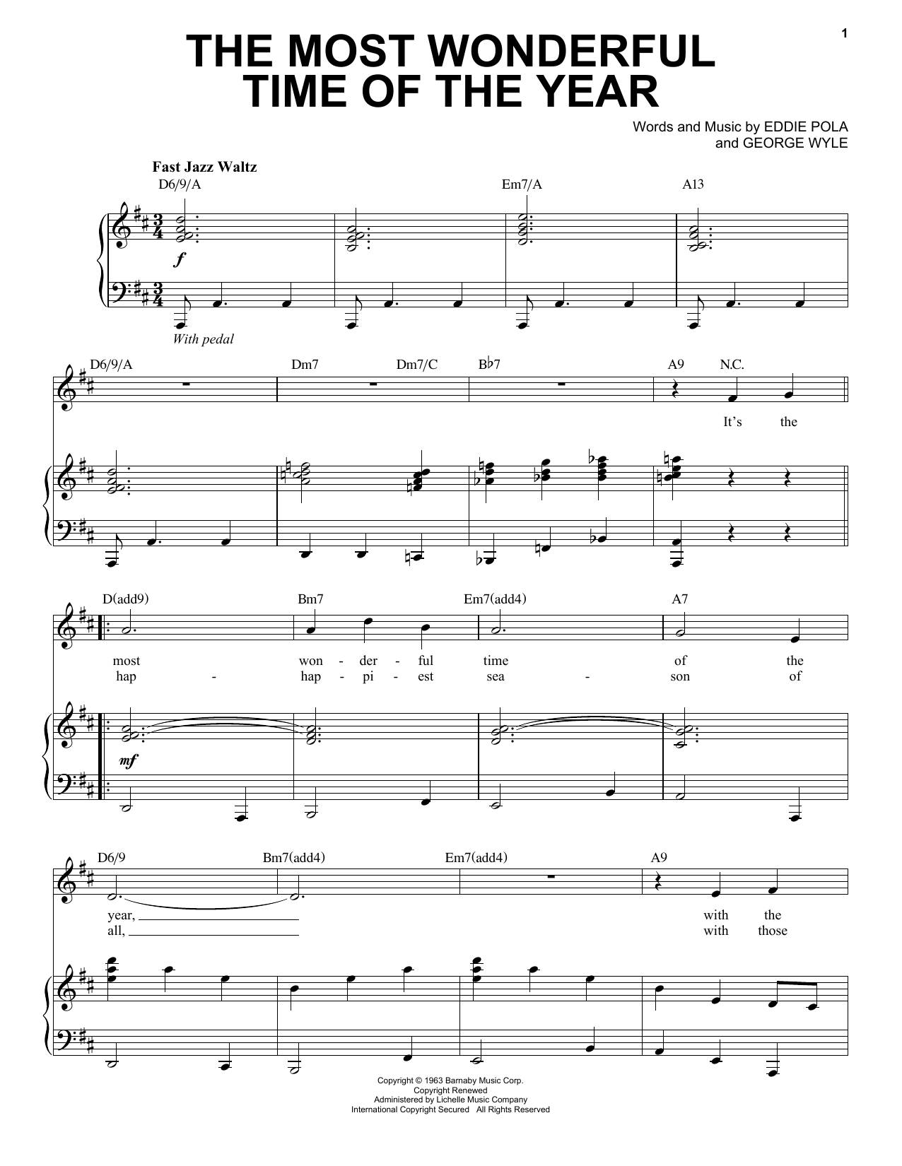 Download Andy Williams The Most Wonderful Time Of The Year Sheet Music