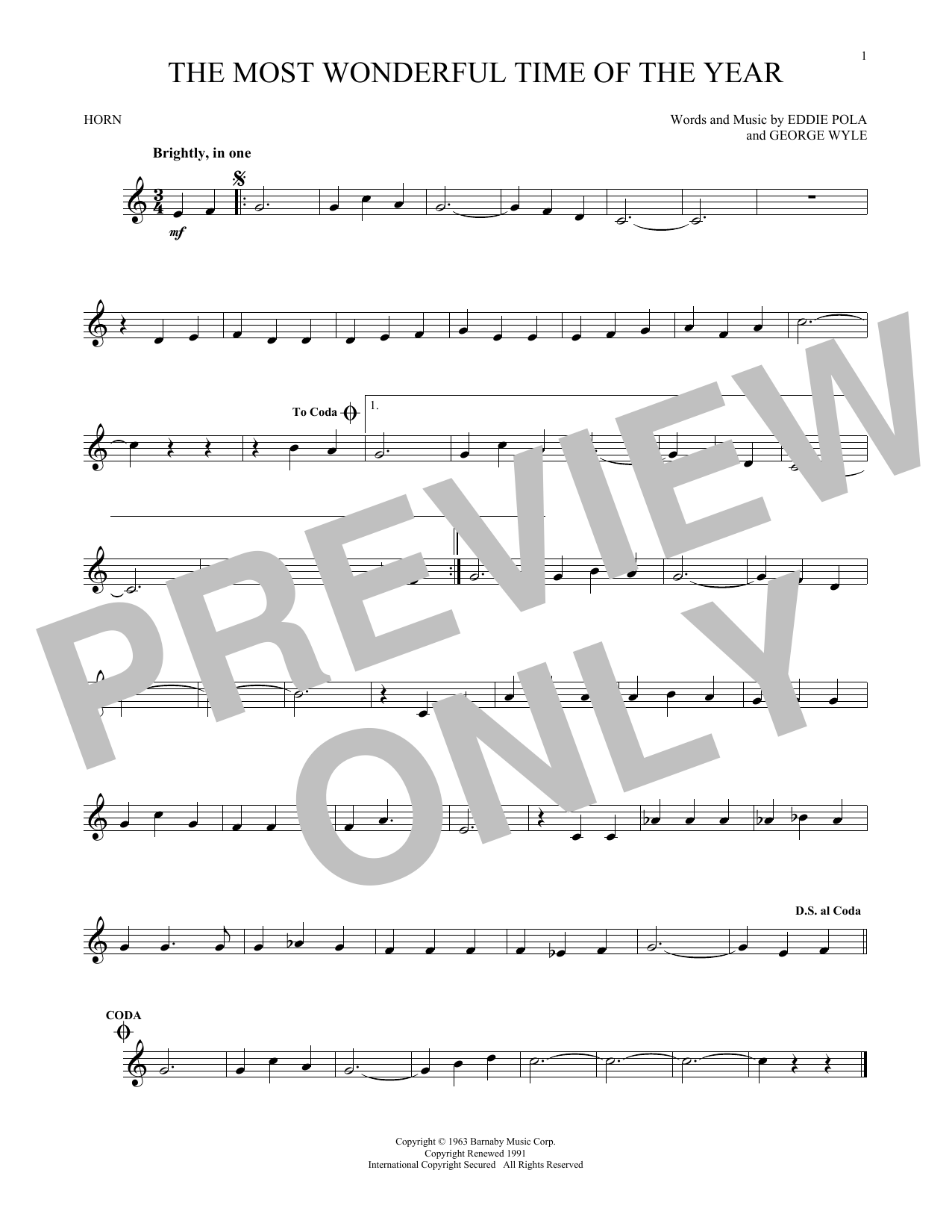 Download George Wyle & Eddie Pola The Most Wonderful Time Of The Year Sheet Music