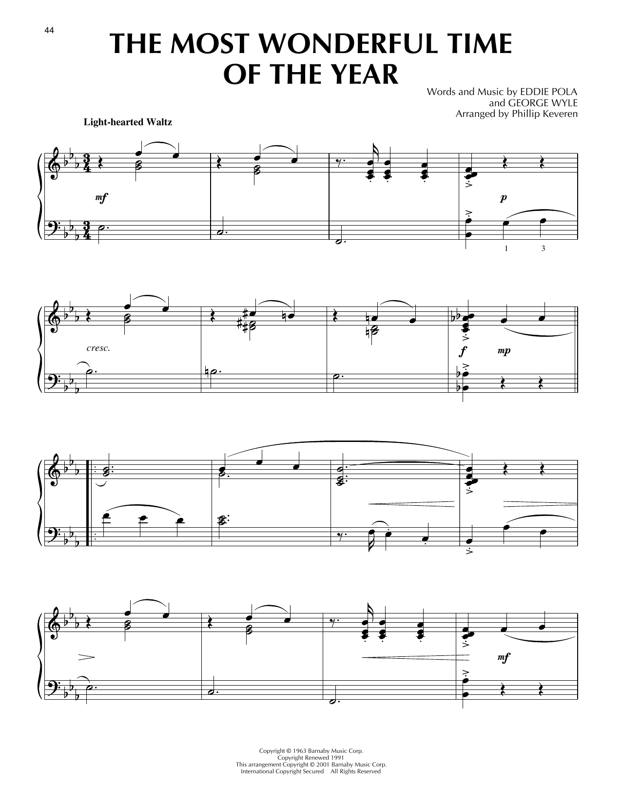 Download Andy Williams The Most Wonderful Time Of The Year [Ja Sheet Music