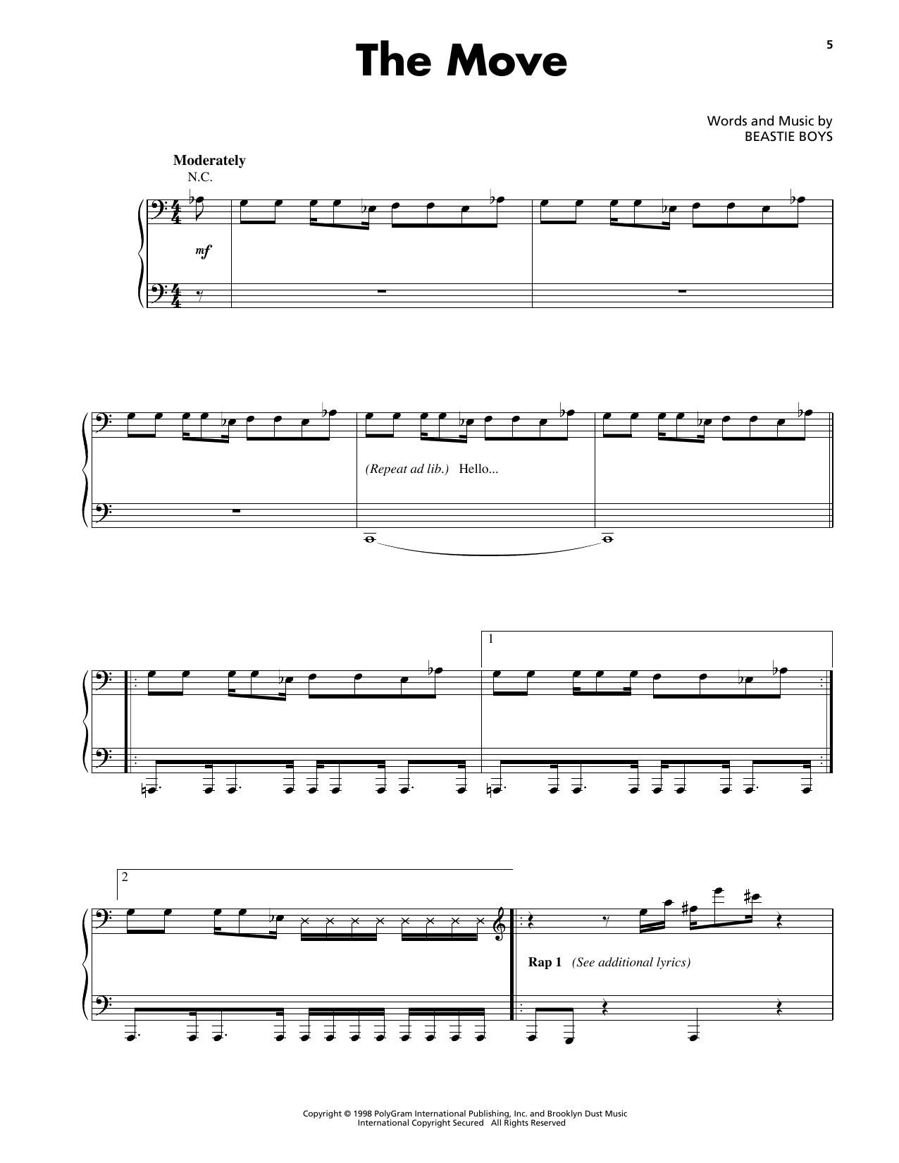 Download Beastie Boys The Move Sheet Music