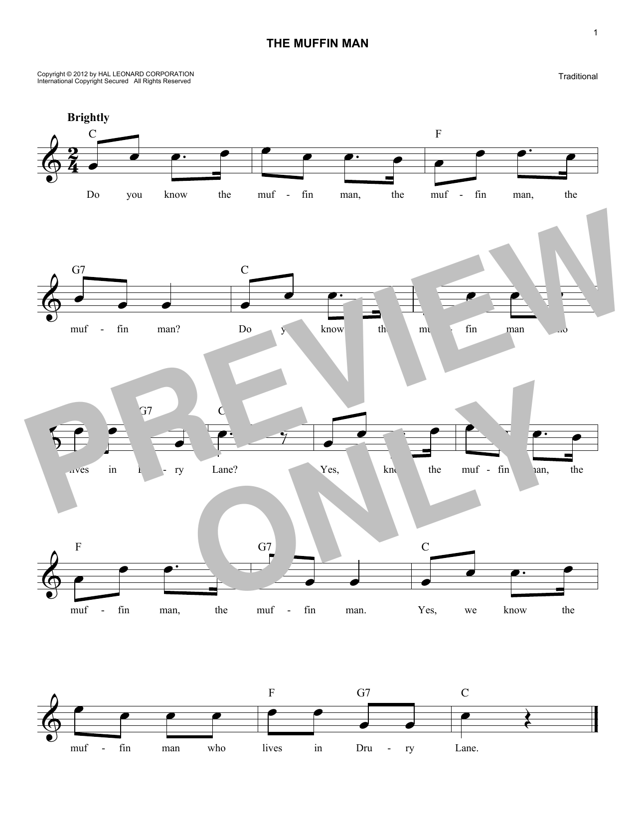 Download Traditional The Muffin Man Sheet Music