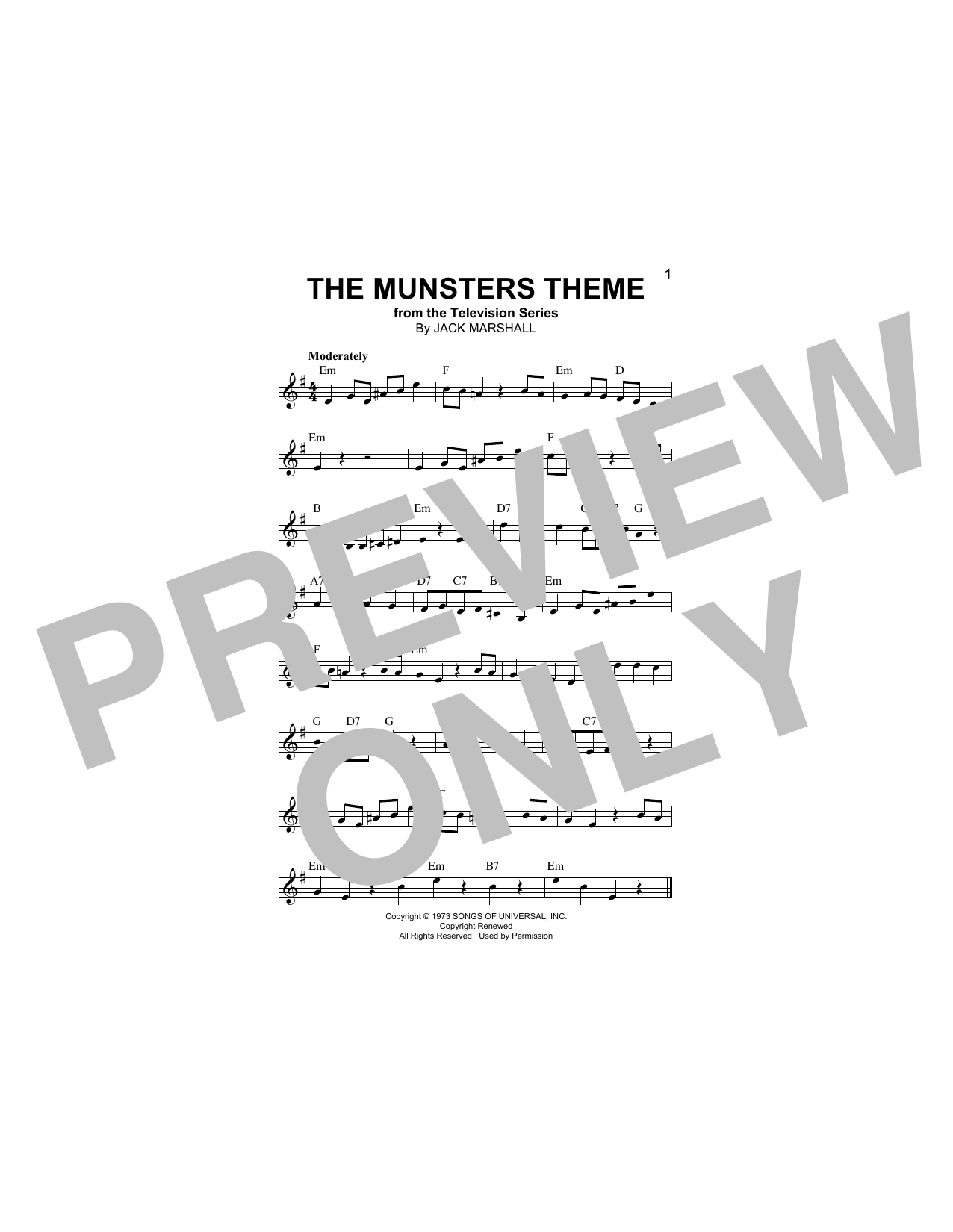 Download Jack Marshall The Munsters Theme Sheet Music