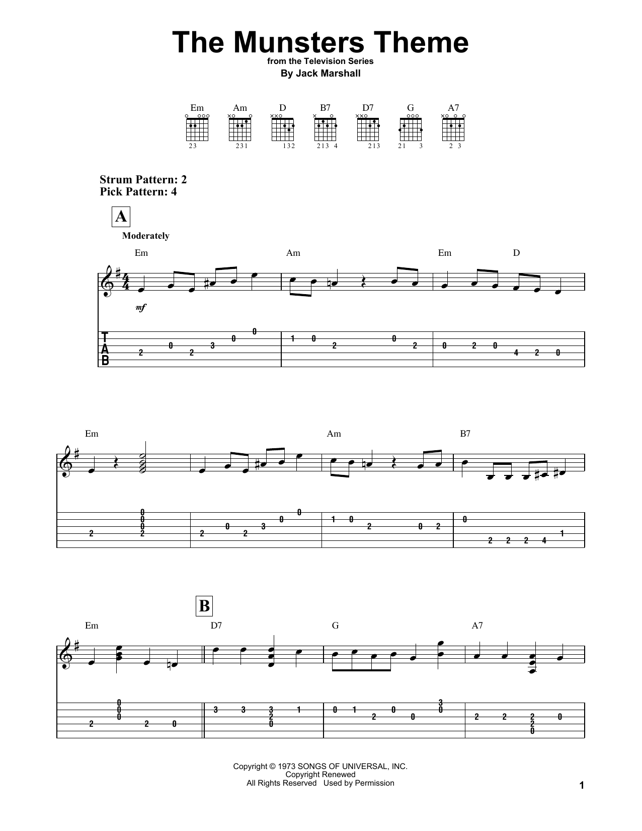 Download Jack Marshall The Munsters Theme Sheet Music