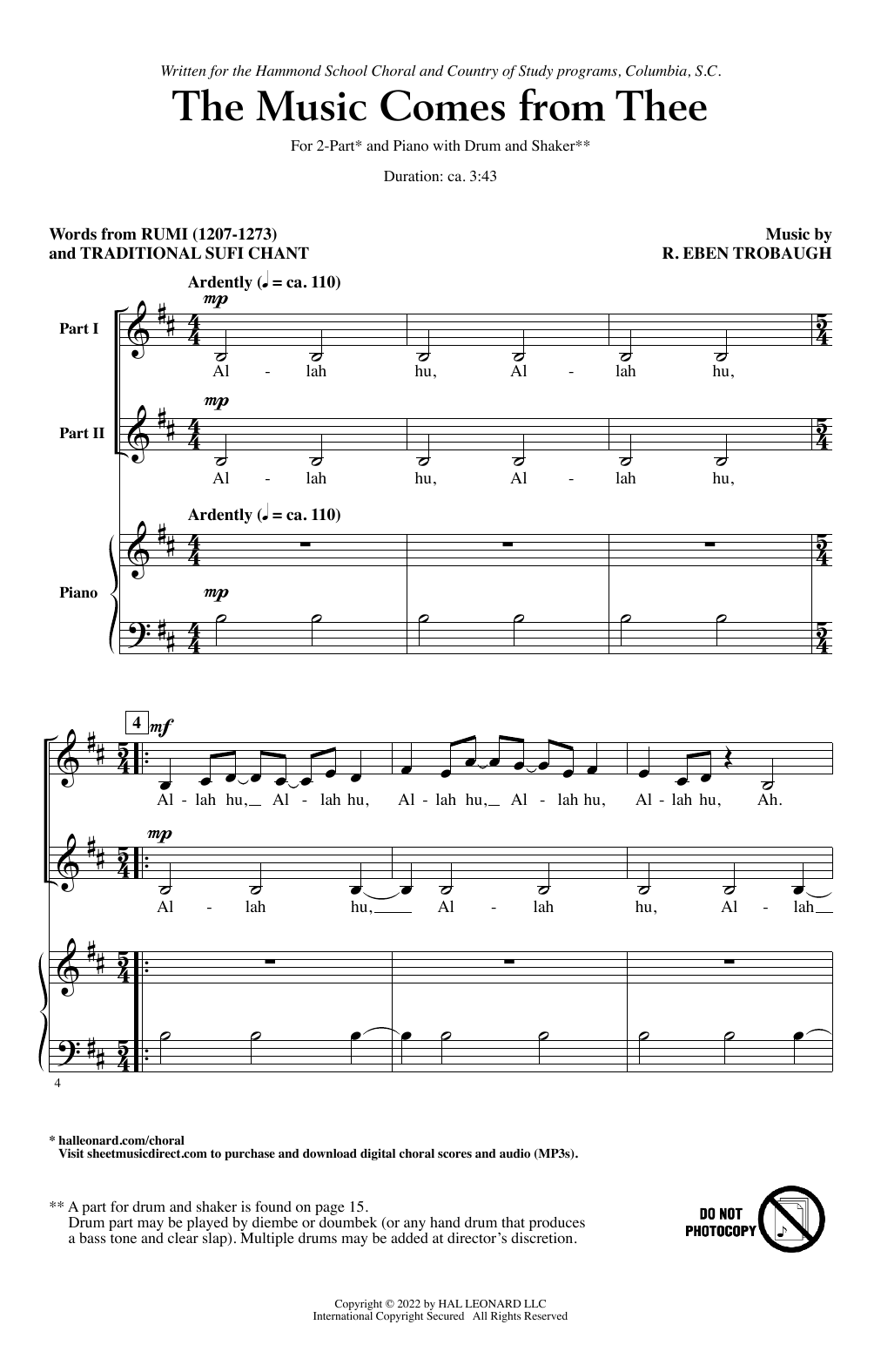 Download R. Eben Trobaugh The Music Comes From Thee Sheet Music
