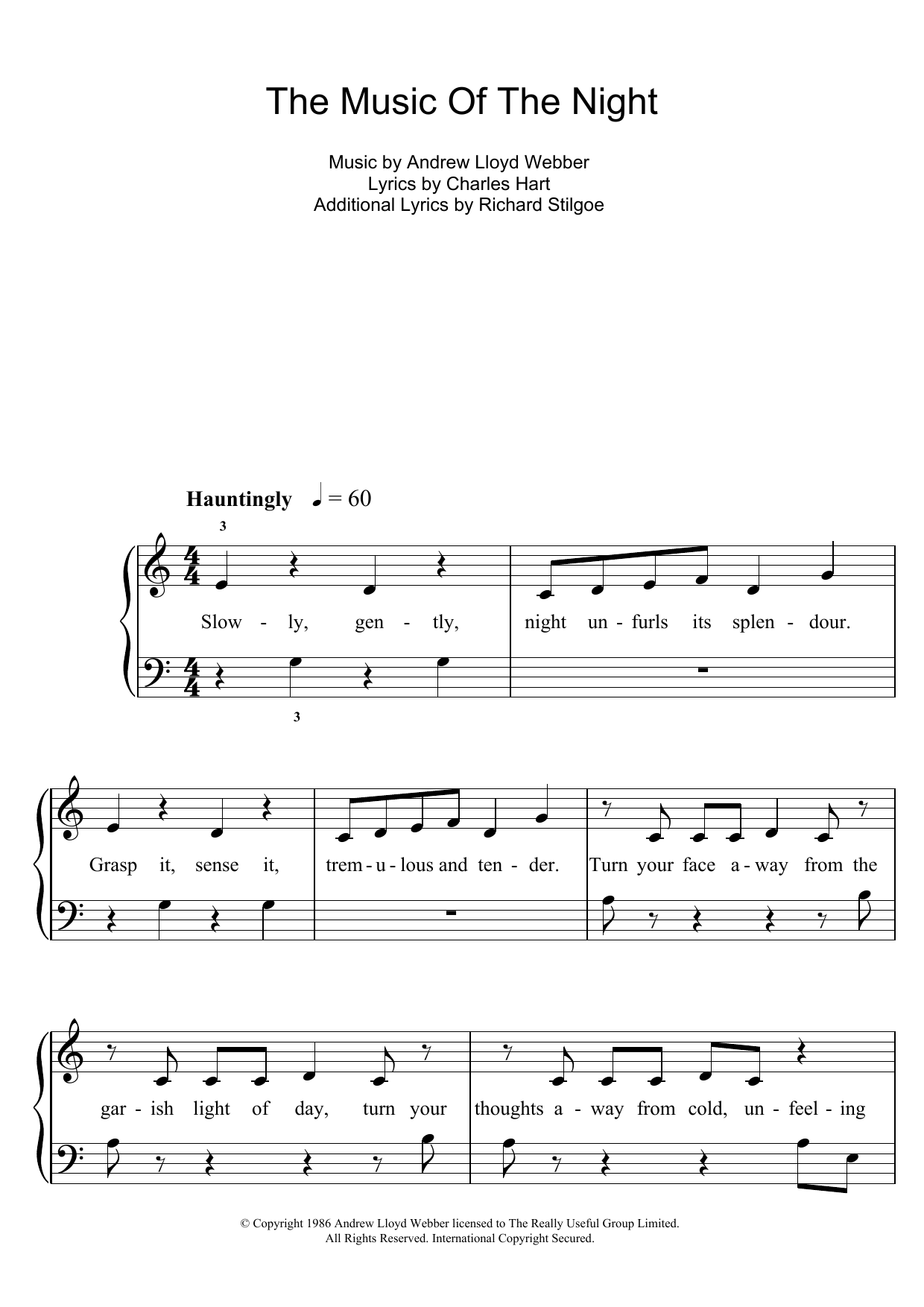Download Andrew Lloyd Webber The Music Of The Night (from The Phanto Sheet Music