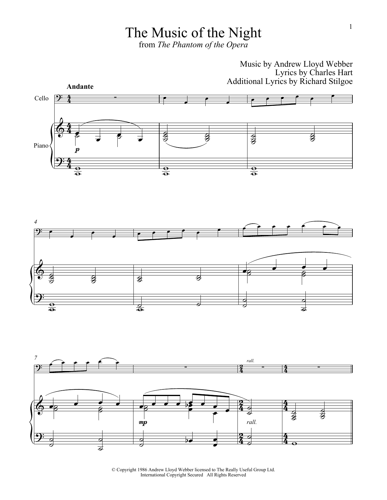 Download Andrew Lloyd Webber The Music of the Night (from The Phanto Sheet Music