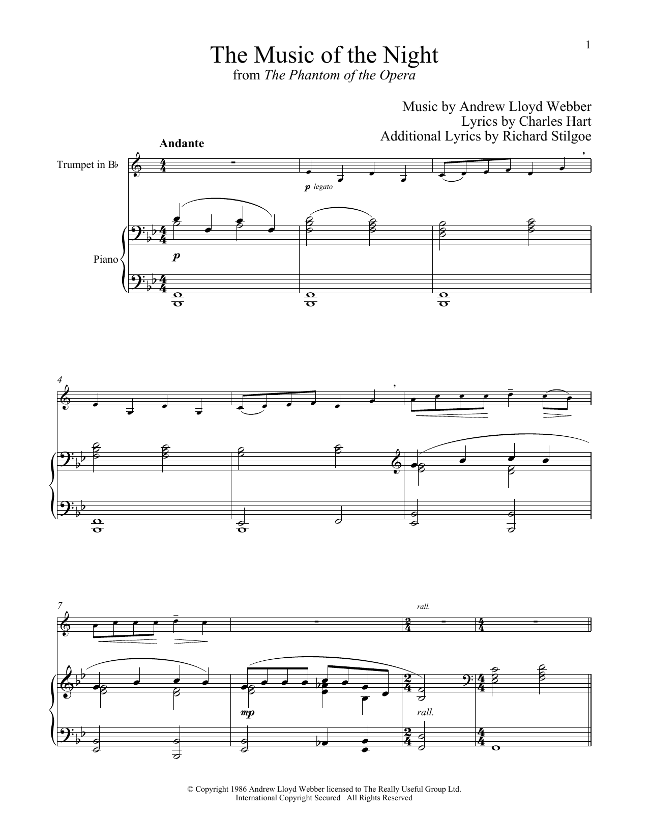 Download Andrew Lloyd Webber The Music of the Night (from The Phanto Sheet Music