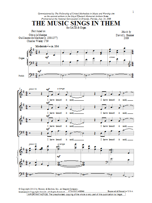 Download David L. Brunner The Music Sings In Them Sheet Music