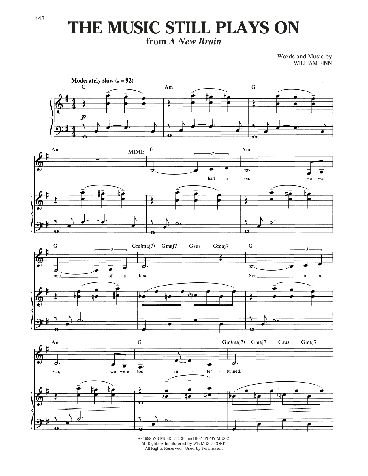 Download William Finn The Music Still Plays On (from A New Br Sheet Music