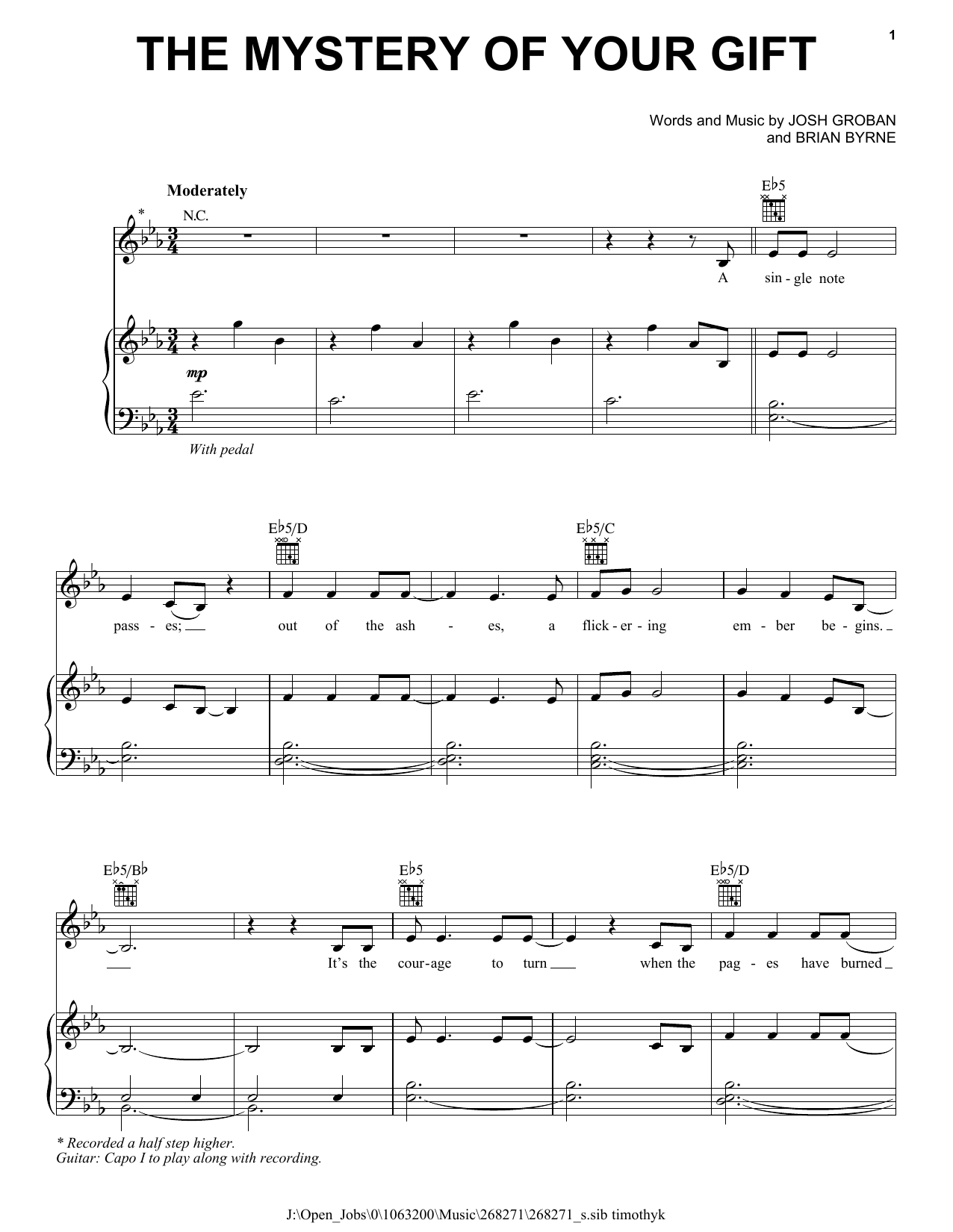 Download Josh Groban The Mystery Of Your Gift Sheet Music