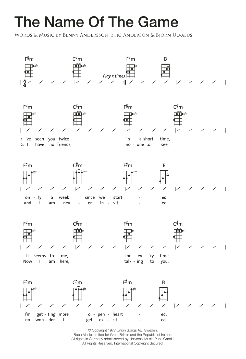 Download ABBA The Name Of The Game Sheet Music