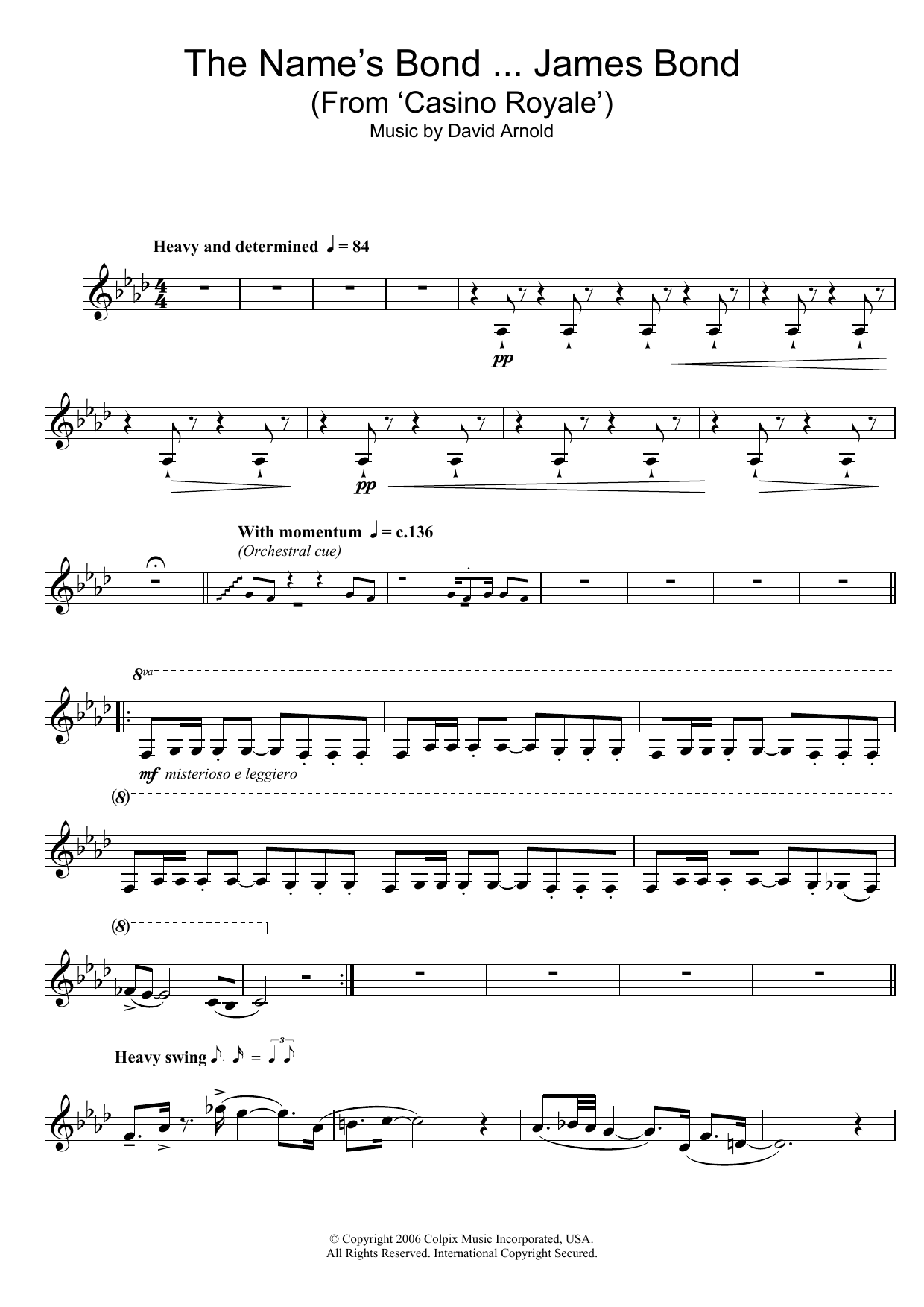Download David Arnold The Name's Bond ... James Bond (from Ca Sheet Music