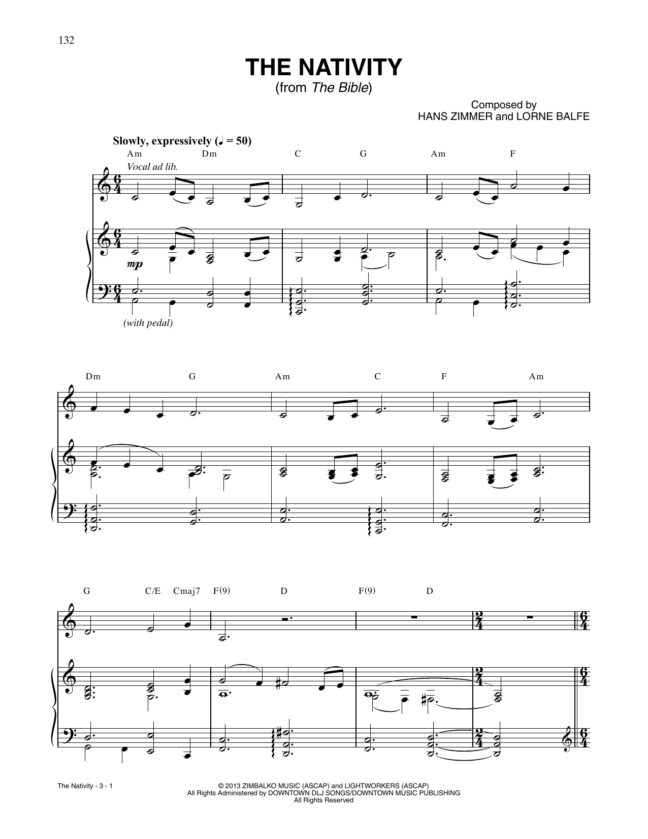 Download Hans Zimmer The Nativity (from The Bible) Sheet Music