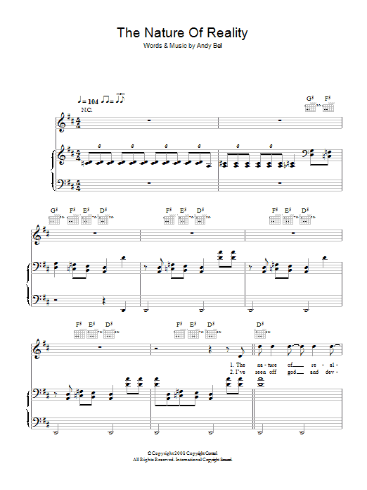 Download Oasis The Nature Of Reality Sheet Music