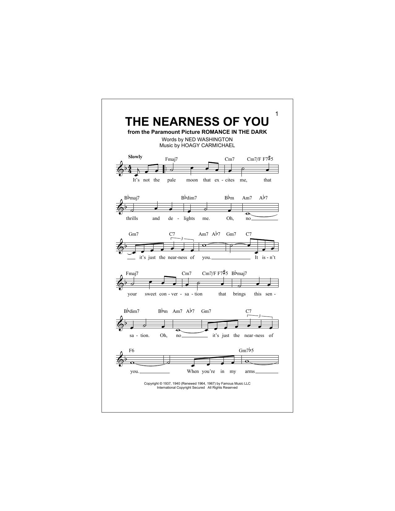 Download Hoagy Carmichael The Nearness Of You Sheet Music
