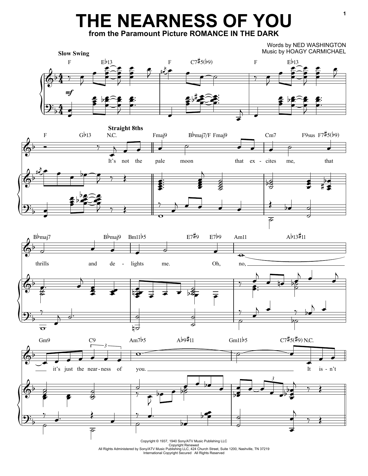 Download Ned Washington and Hoagy Carmichael The Nearness Of You [Jazz version] (arr Sheet Music