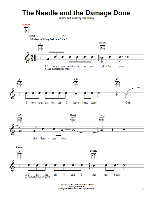 Download Neil Young The Needle And The Damage Done Sheet Music