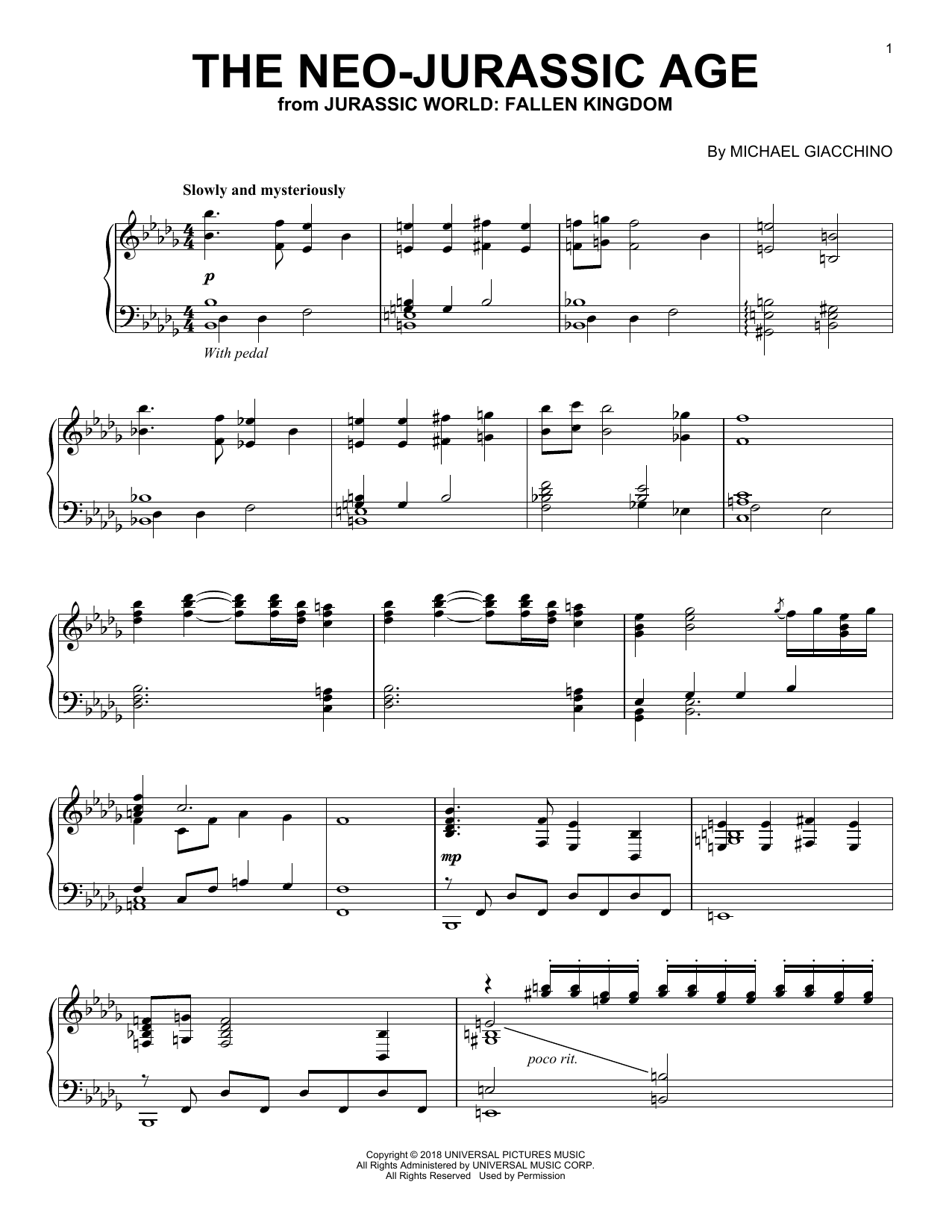 Download Michael Giacchino The Neo-Jurassic Age (from Jurassic Wor Sheet Music