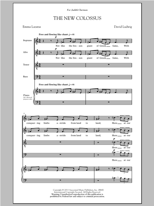 Download David Ludwig The New Colossus Sheet Music