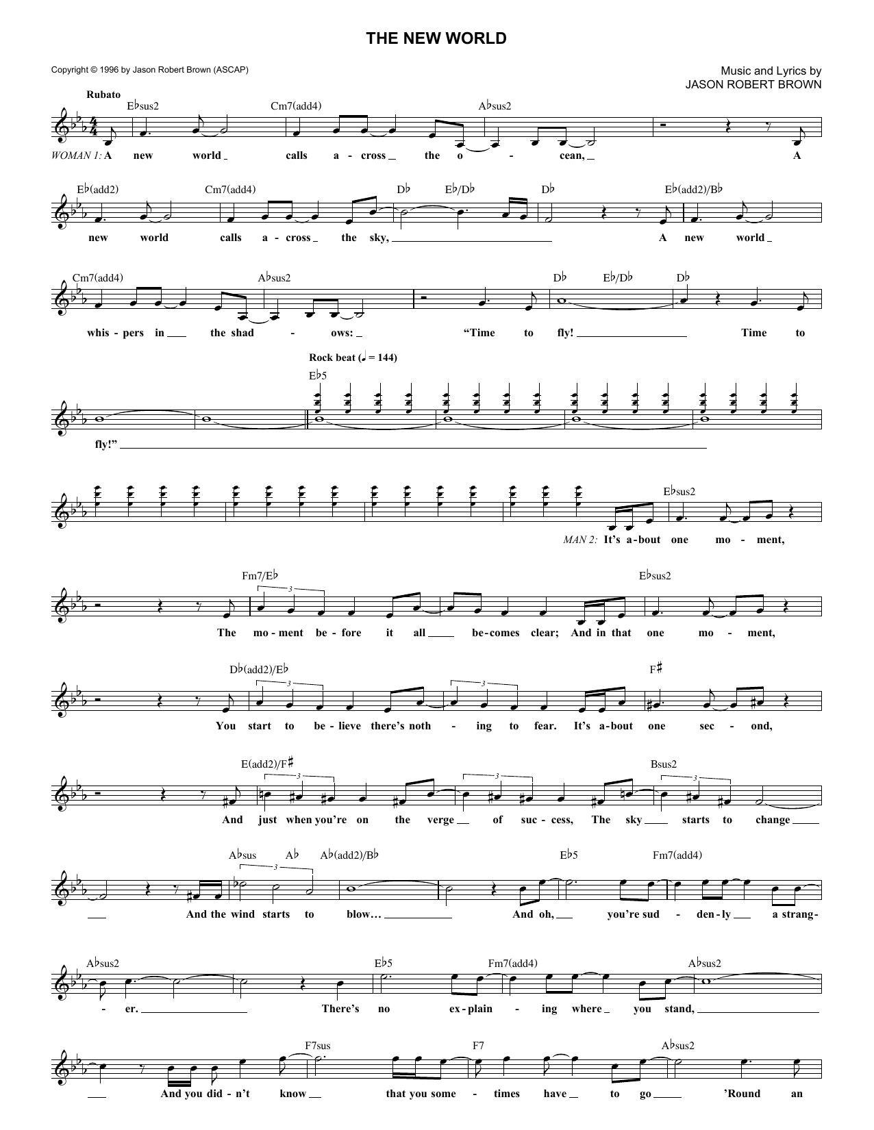 Download Jason Robert Brown The New World (from Songs for a New Wor Sheet Music