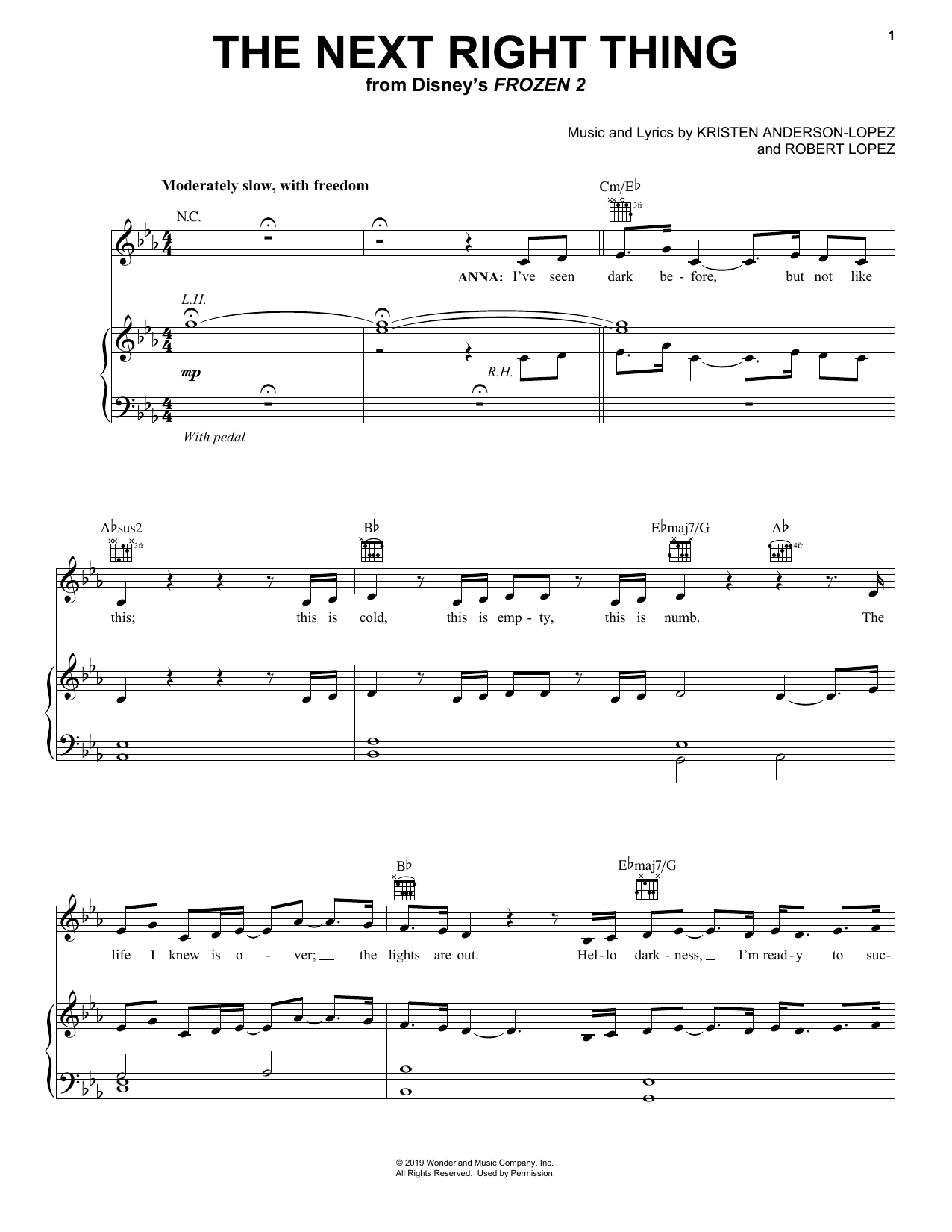 Download Kristen Bell The Next Right Thing (from Disney's Fro Sheet Music
