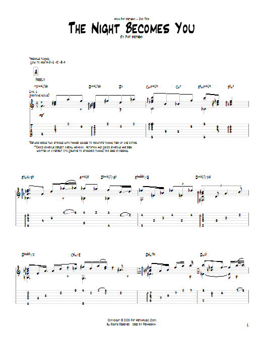 Download Pat Metheny The Night Becomes You Sheet Music