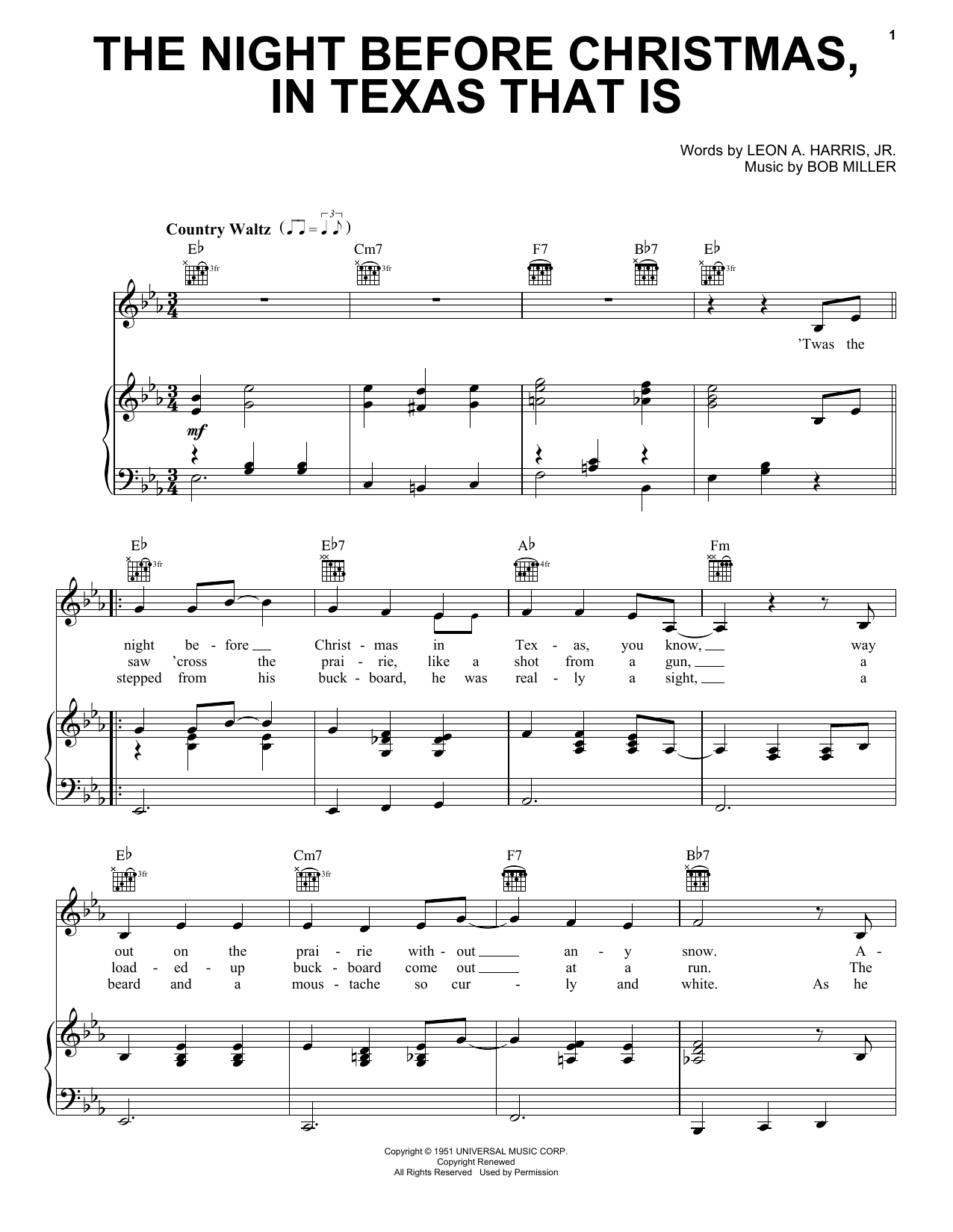 Download Gene Autry The Night Before Christmas, In Texas Th Sheet Music