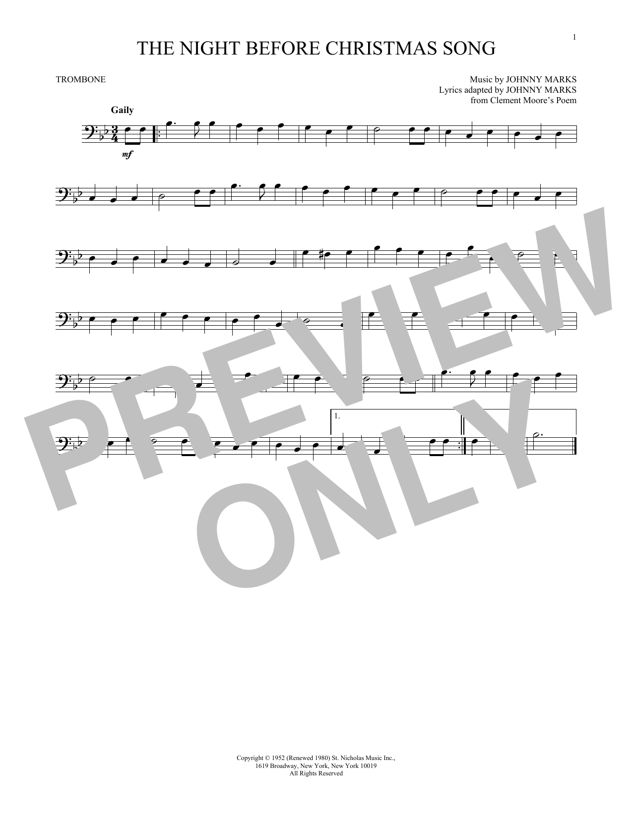 Download Johnny Marks The Night Before Christmas Song Sheet Music