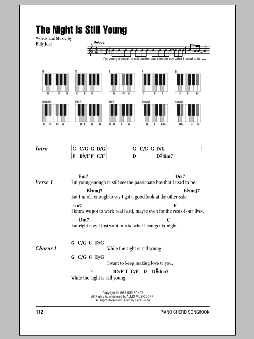 Download Billy Joel The Night Is Still Young Sheet Music