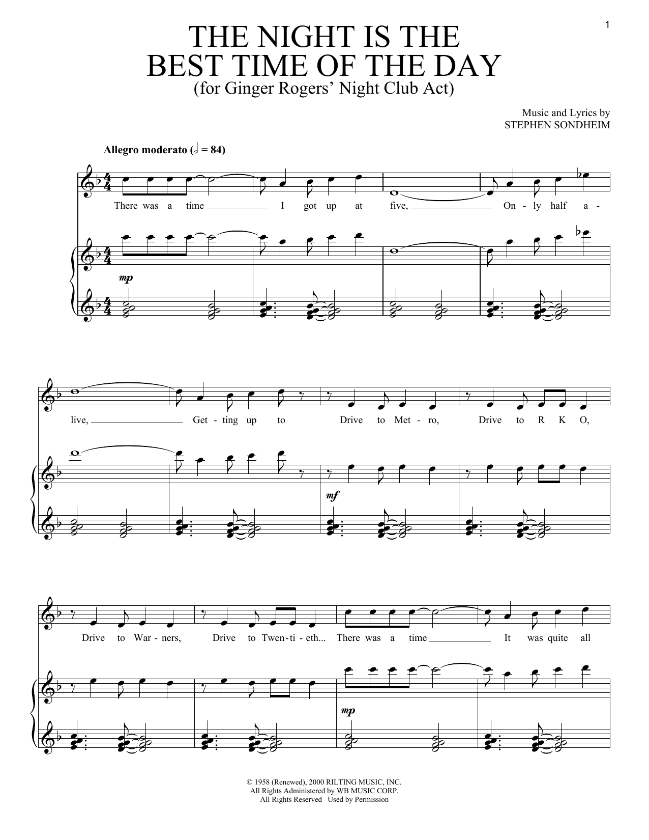 Download Stephen Sondheim The Night Is The Best Time Of The Day Sheet Music