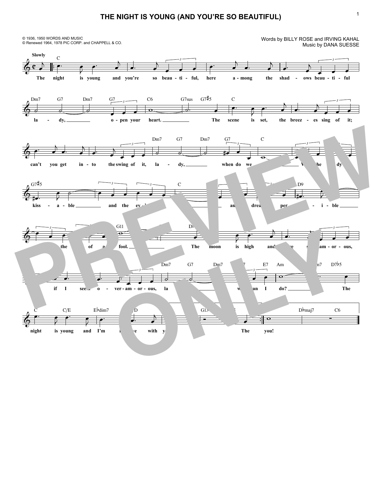 Download Billy Rose The Night Is Young (And You're So Beaut Sheet Music