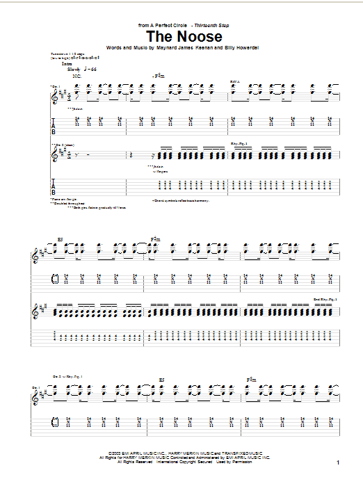 Download A Perfect Circle The Noose Sheet Music