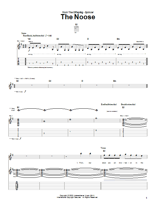 Download The Offspring The Noose Sheet Music