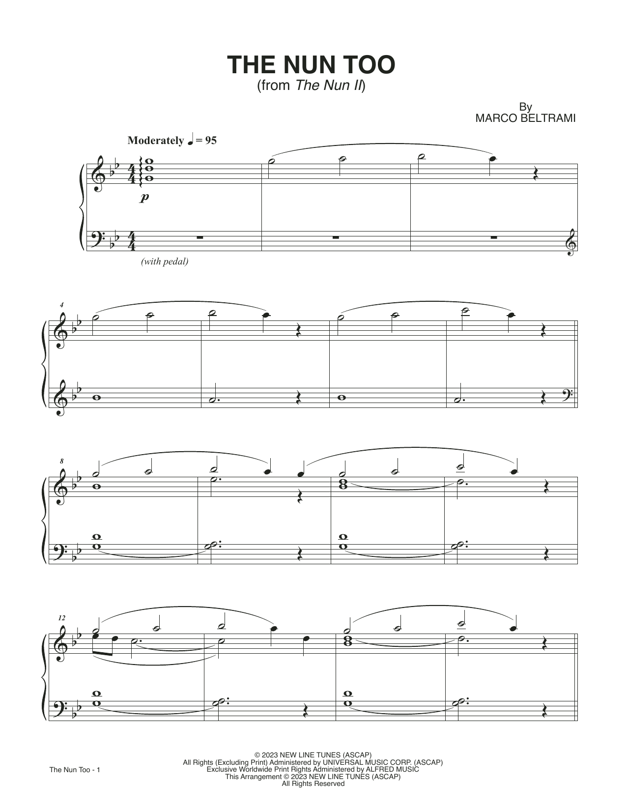 Marco Beltrami The Nun Too (from The Nun II) sheet music notes printable PDF score