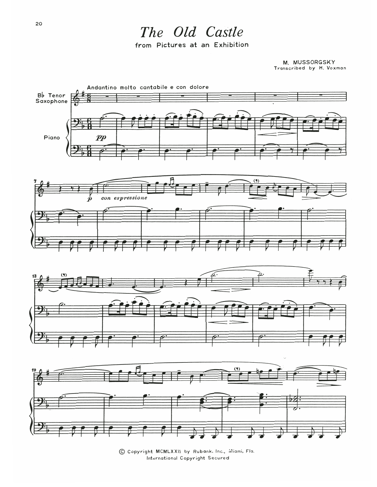 Download Modest Mussorgsky The Old Castle Sheet Music