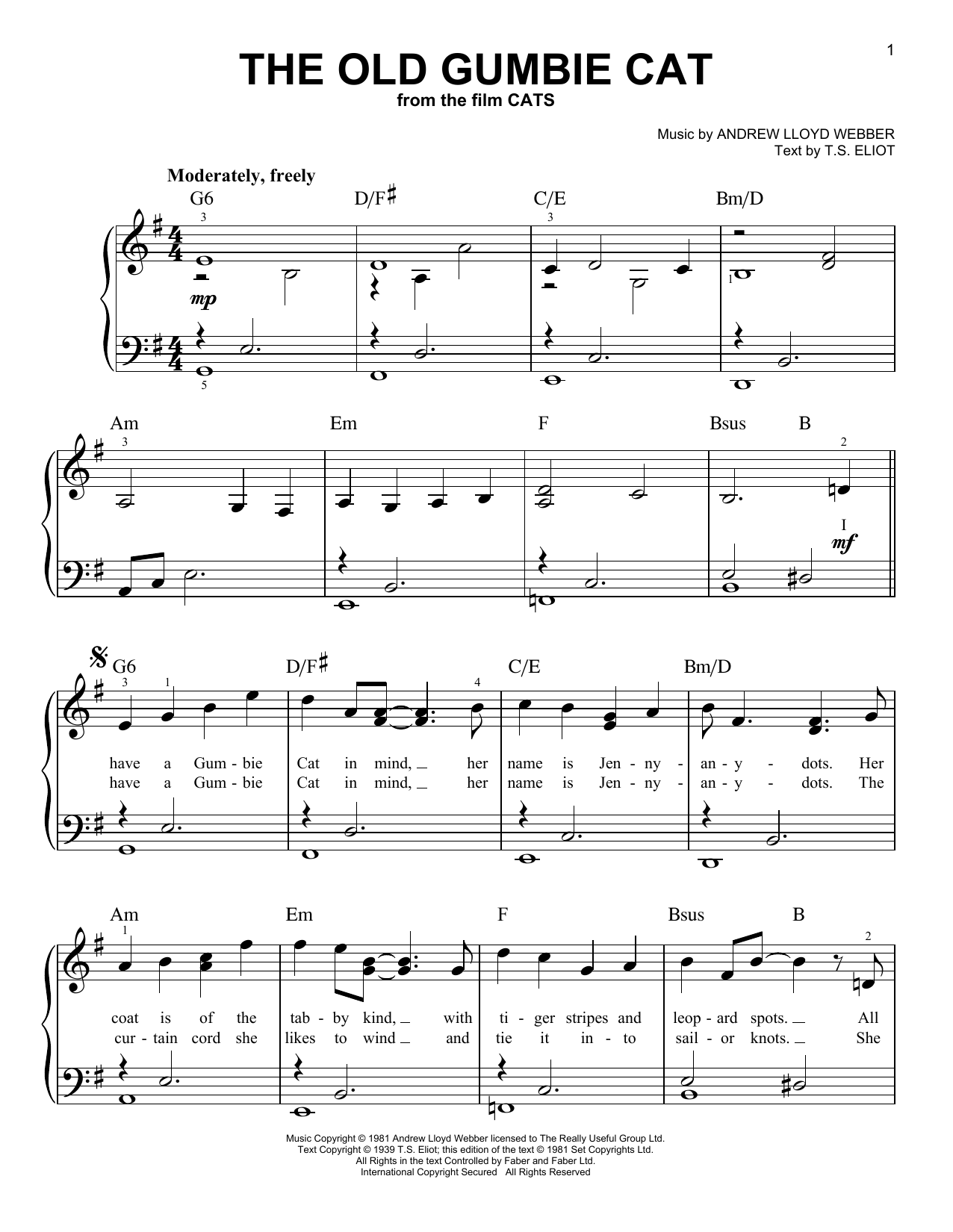 Download Rebel Wilson and Robbie Fairchild The Old Gumbie Cat (from the Motion Pic Sheet Music